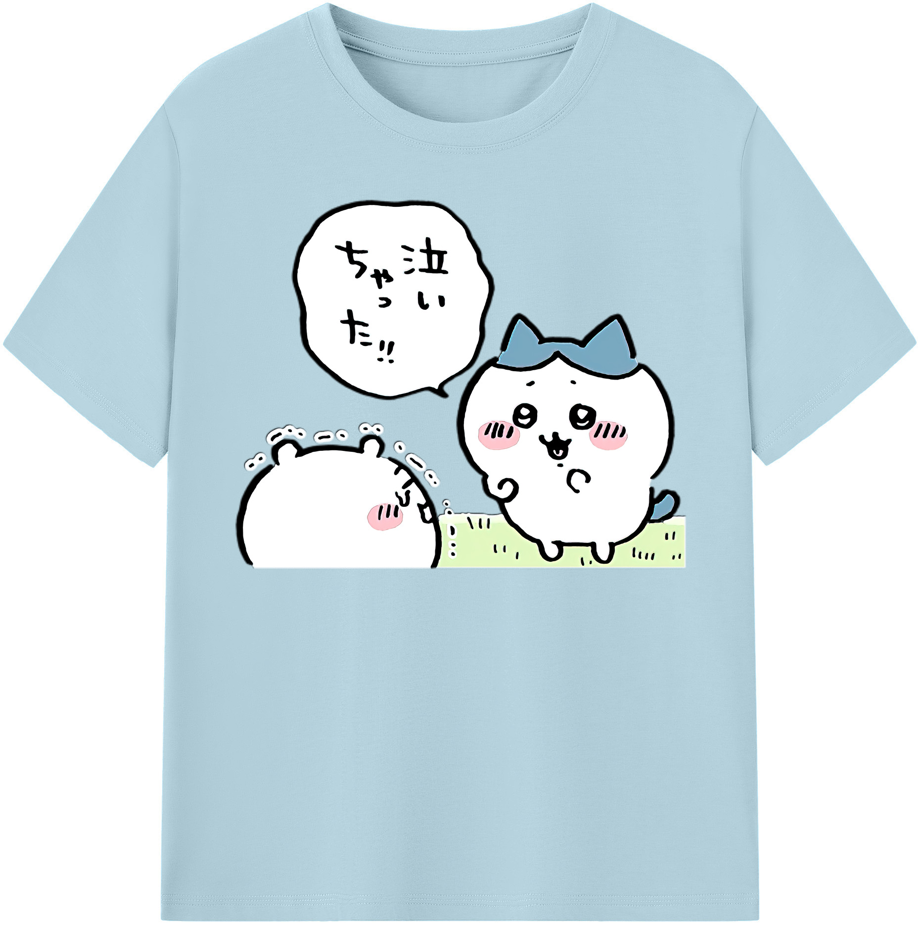 （画像用） ちいかわ ハチワレ Chii-kawa hachiware 綿100％半袖Tシャツ（フロントプリント）